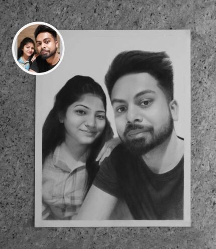 Custom Couple Sketch – 2 Faces (Unframed)