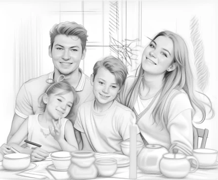 Custom Family Sketch – Up to 4 Faces